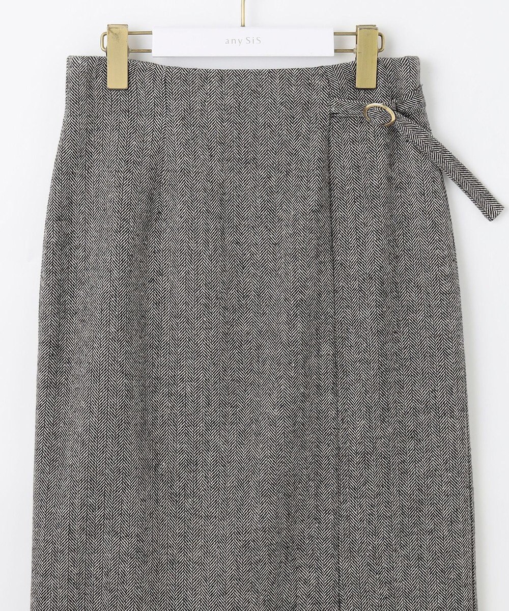 ANY SIS シアーコンビヘリンボーン スカート 