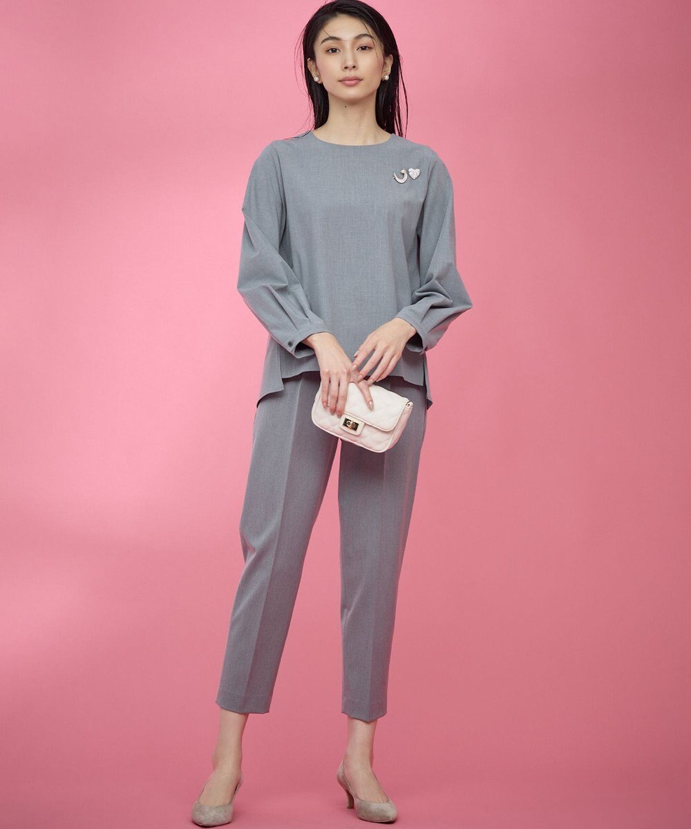 組曲 L 【KUMIKYOKU NAVY】ウーステッドライククロス フリルブラウス 