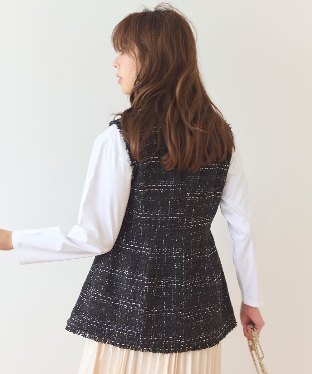 Feroux 【洗える】ラメツイード ジレ 