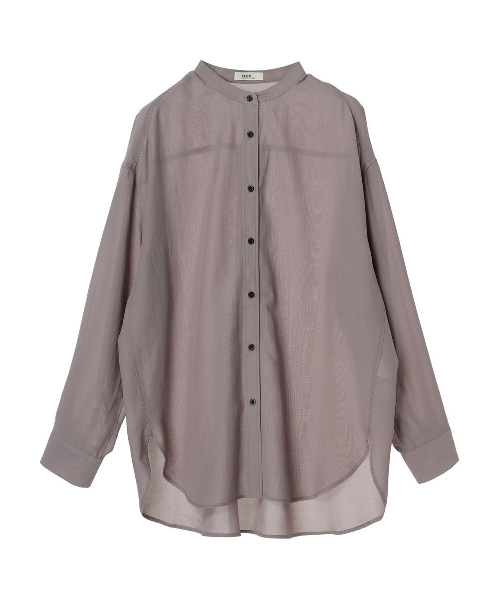 earth music&ecology シアーバンドカラーシャツ 