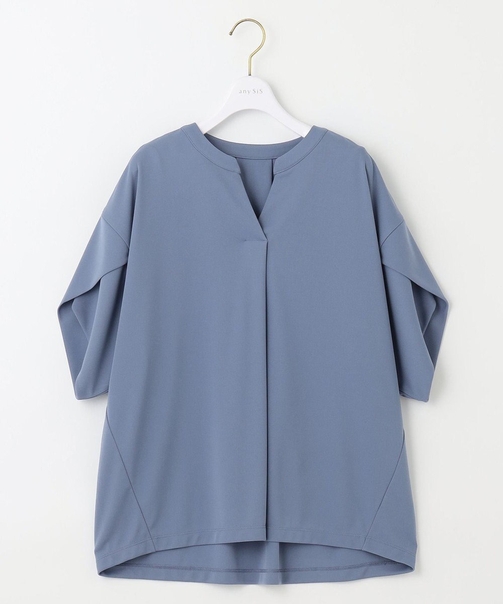 ANY SIS 【接触冷感・吸水速乾・UVケア】エアリードレープスムーススキッパー ブラウス 