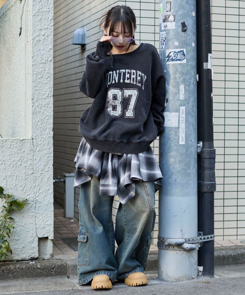 WEGO 裏起毛2WAYグラフィックワンショルBIGスウェット 