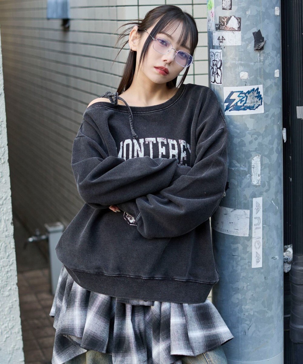 WEGO 裏起毛2WAYグラフィックワンショルBIGスウェット 