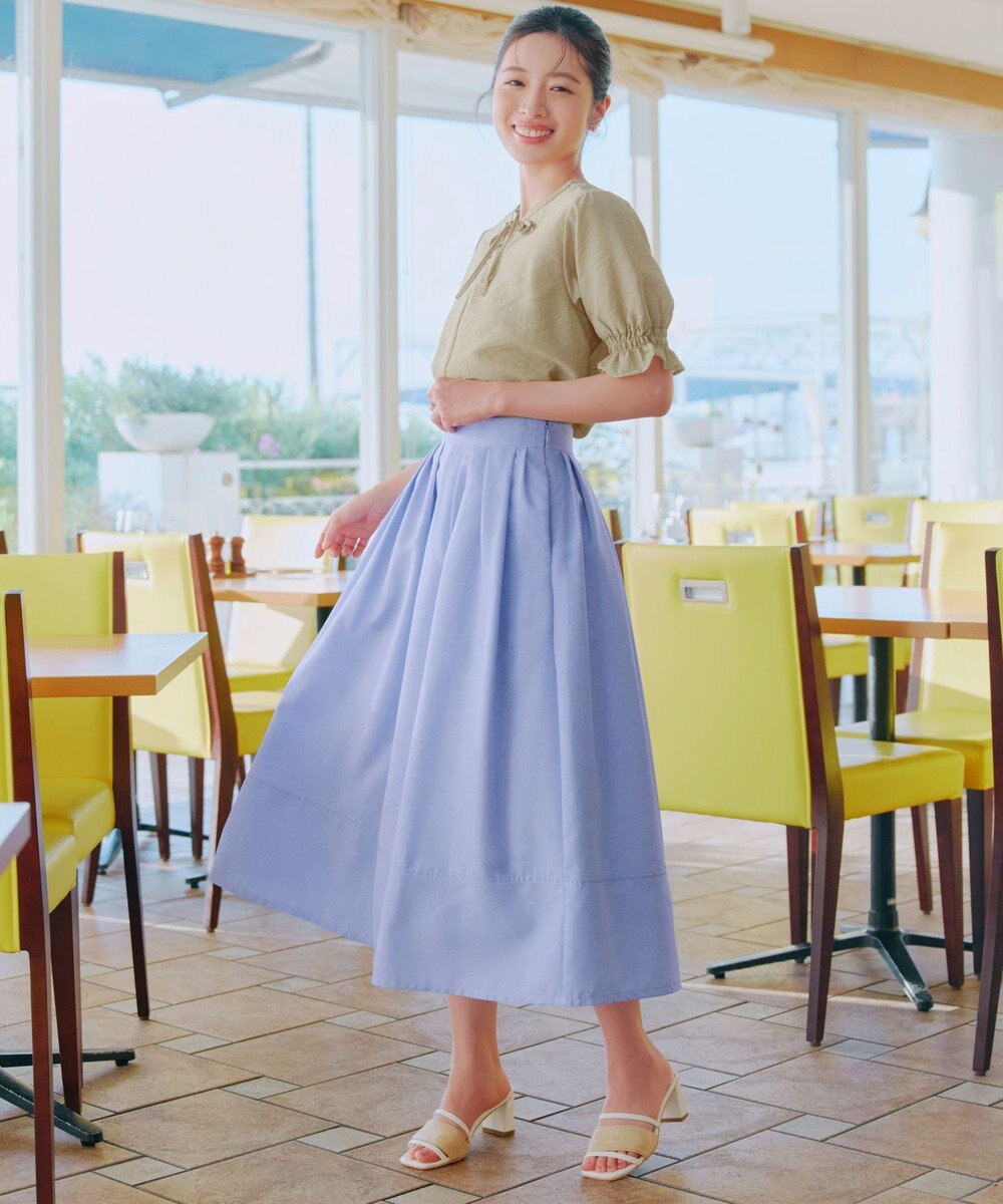 Tiaclasse 【新色追加・選べる丈】麻調タックフレアスカート 