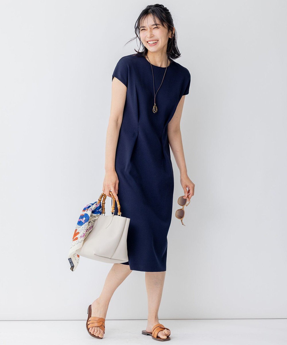 23区 【洗える】アセテートミラノリブ ニットワンピース 