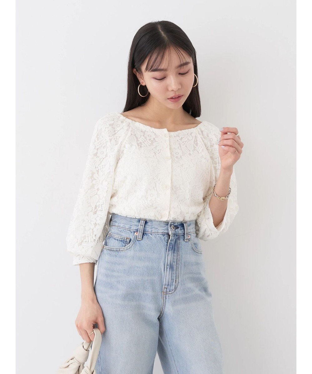 earth music&ecology フラワーレースブラウス 