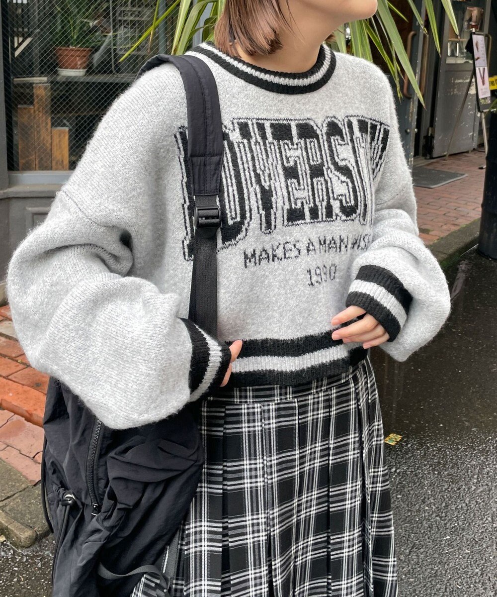 WEGO ラインリブフラッフィーショートニット 