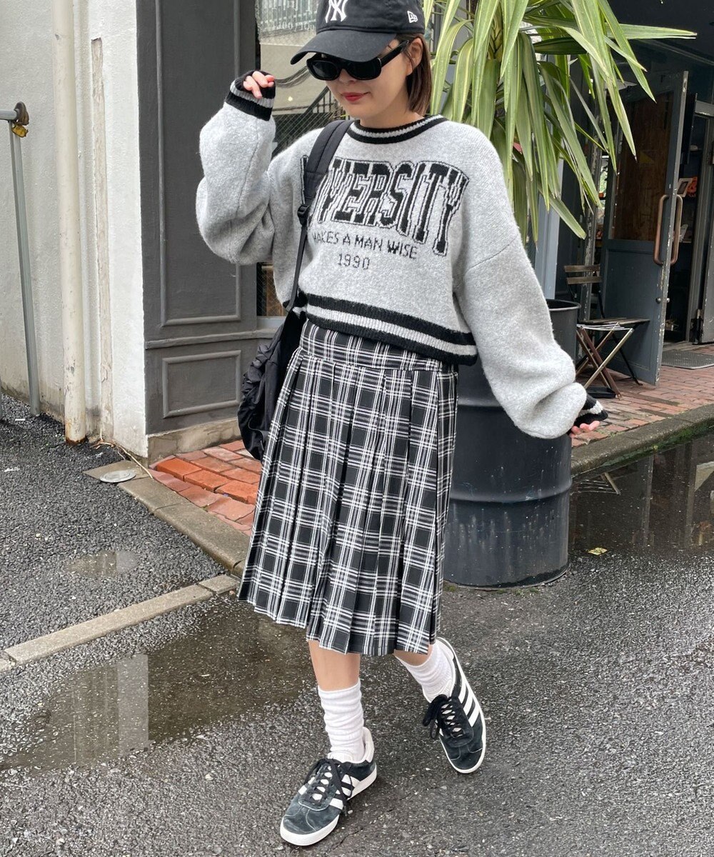 WEGO ラインリブフラッフィーショートニット 