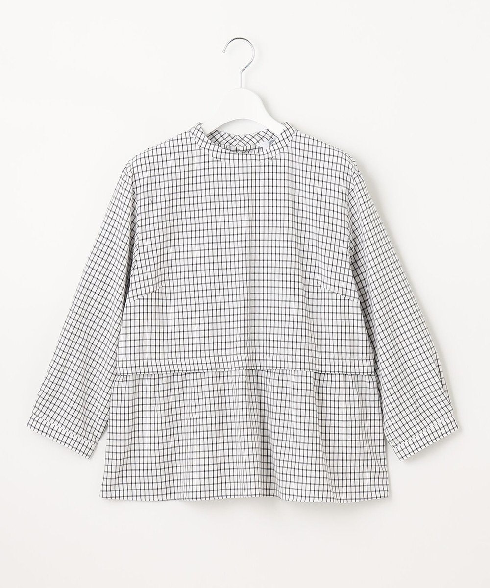 J.PRESS LADIES 【洗える】 セルロースチェック スタンドカラー ブラウス 