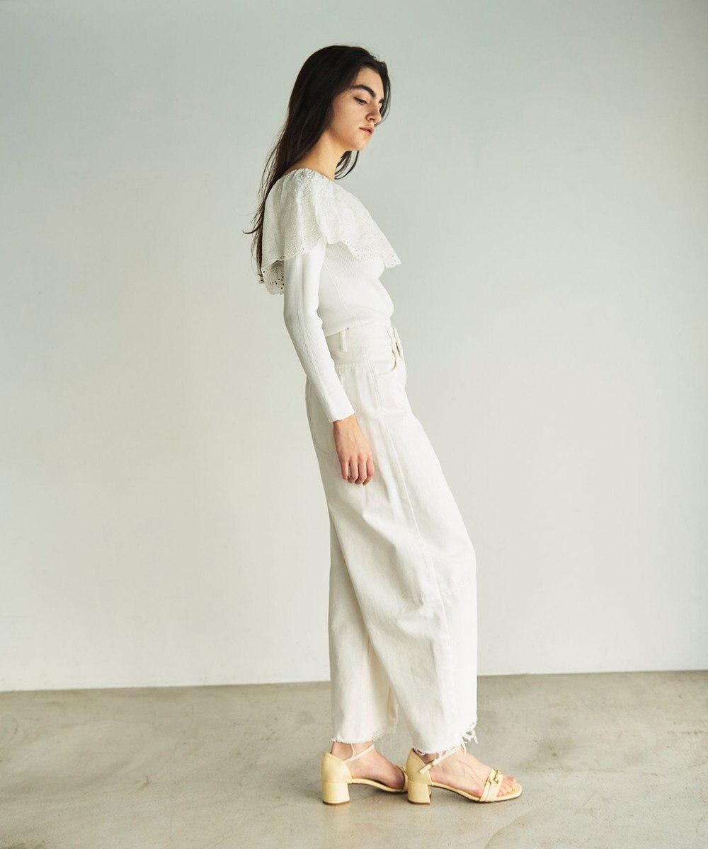 GRACE CONTINENTAL カットワークリブニットトップ 