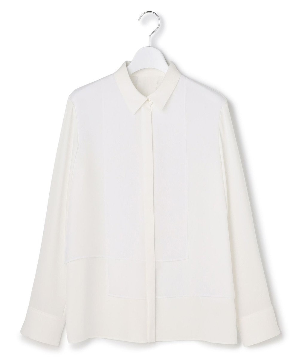 ICB L 【先行予約】 BackSatinAmunzen  異素材デザイン シャツブラウス 