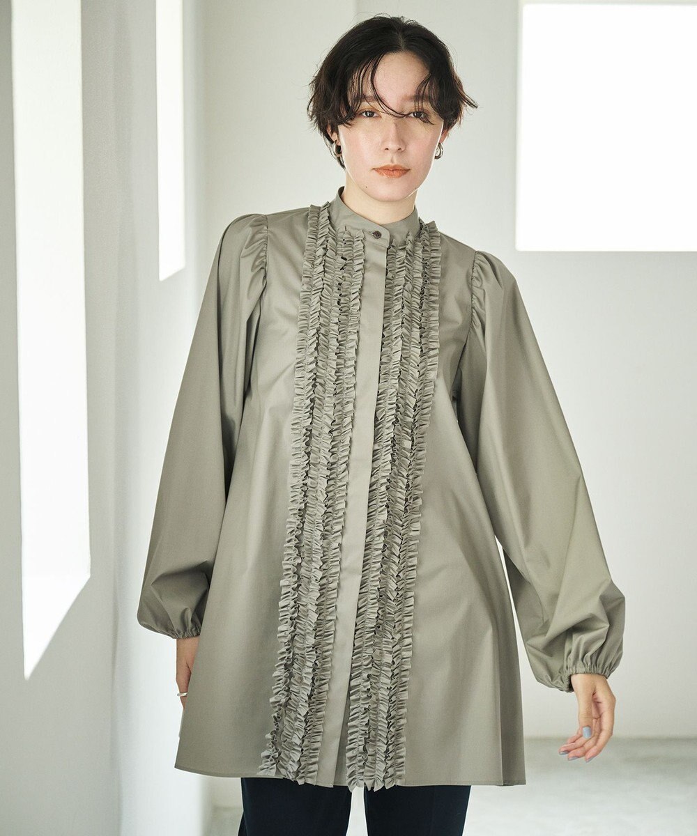 #Newans 【シワになりにくい/洗濯機可能】ロングフリルチュニック 