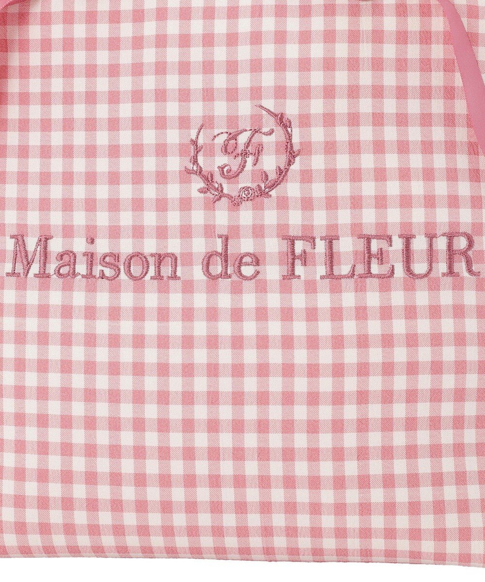 Maison de FLEUR ギンガムブランドロゴフリルハンドルトート 