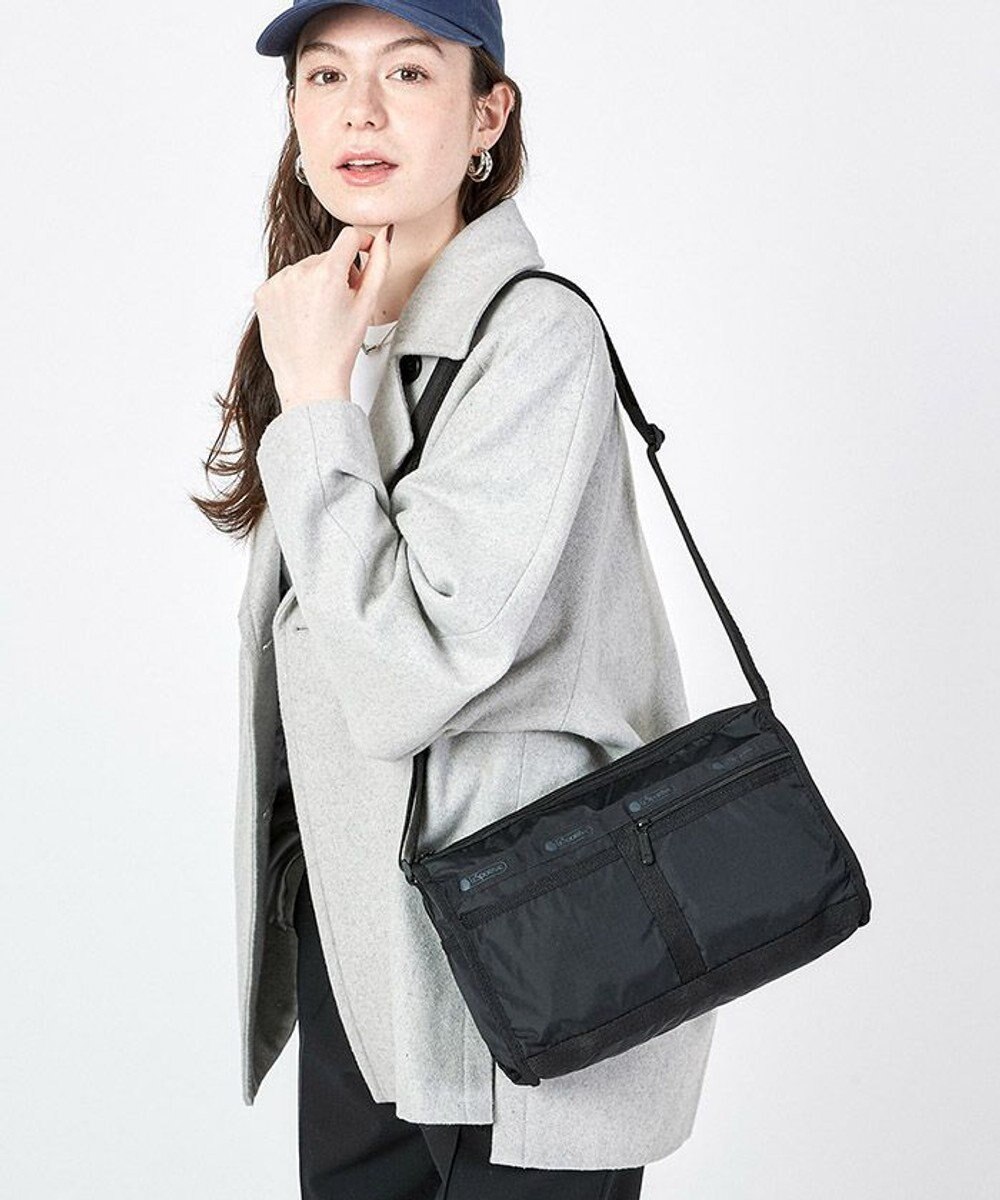 LeSportsac DELUXE SHOULDER SATCHEL/リサイクルドブラックJP リサイクルドブラックJP