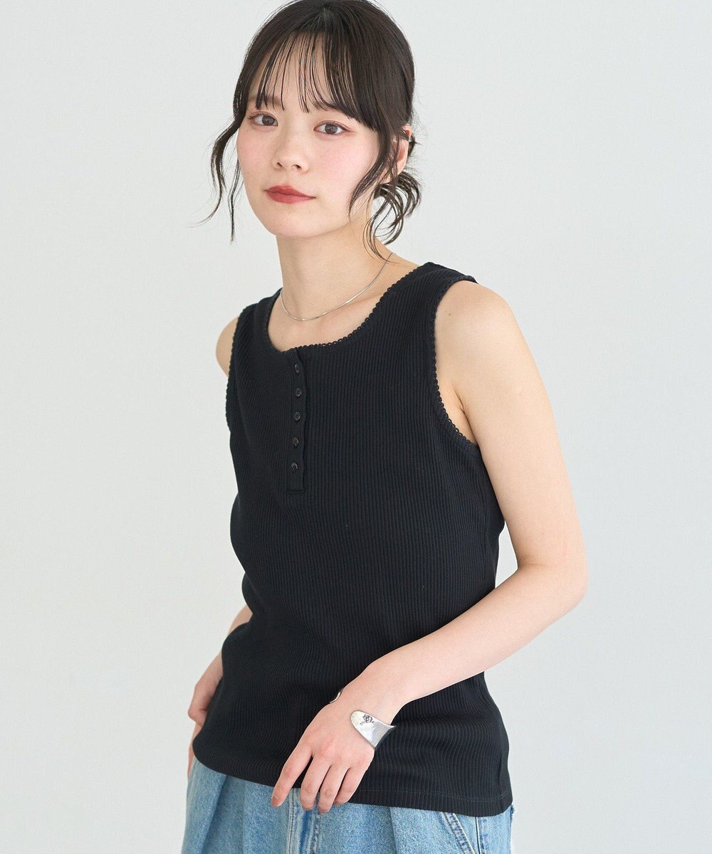 earth music&ecology 【綿100％】ピコミシンヘンリーネックタンクトップ 