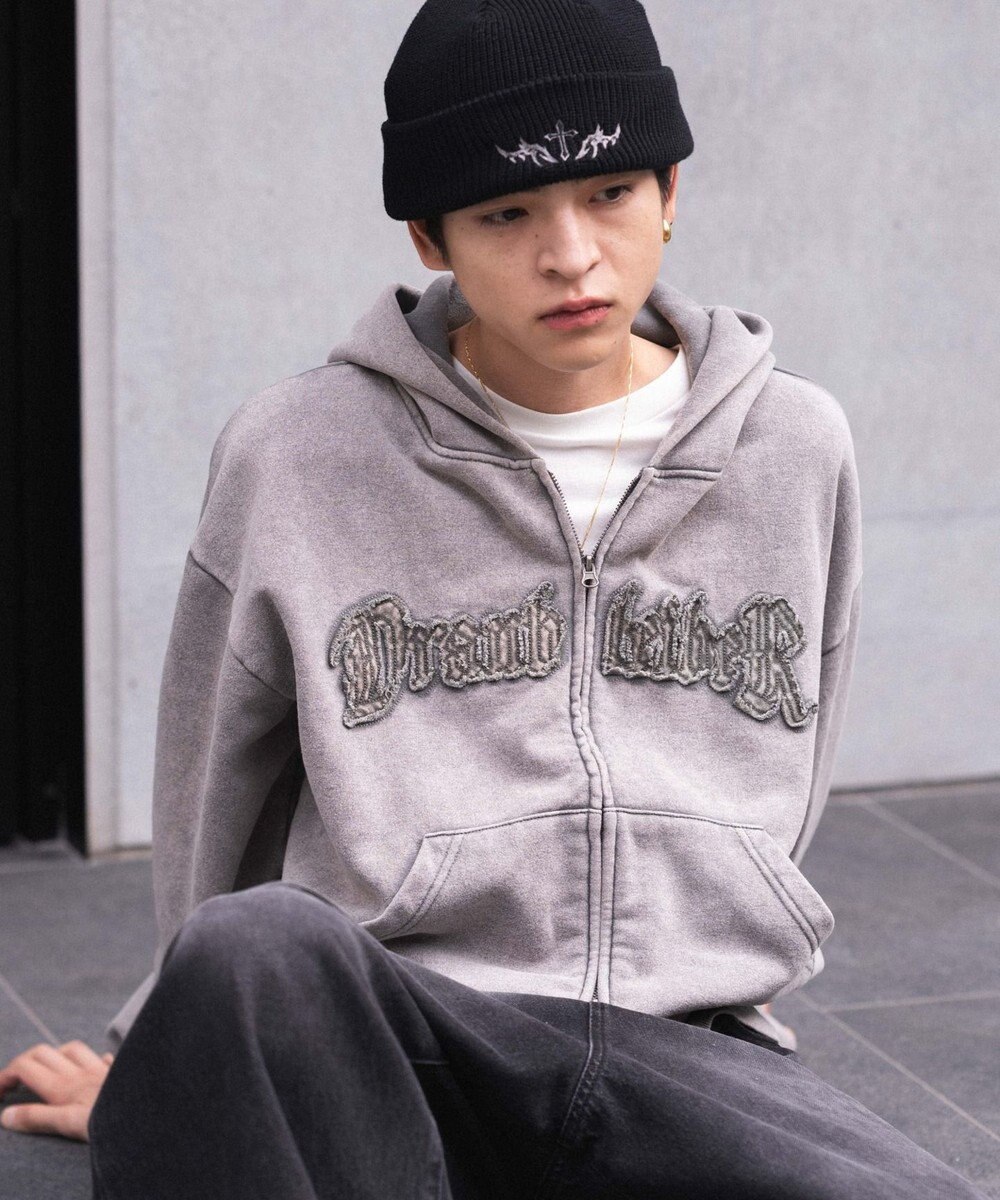 WEGO 【ユニセックス着用ITEM/MLサイズ展開】ショートグラフィックZIPパーカー 