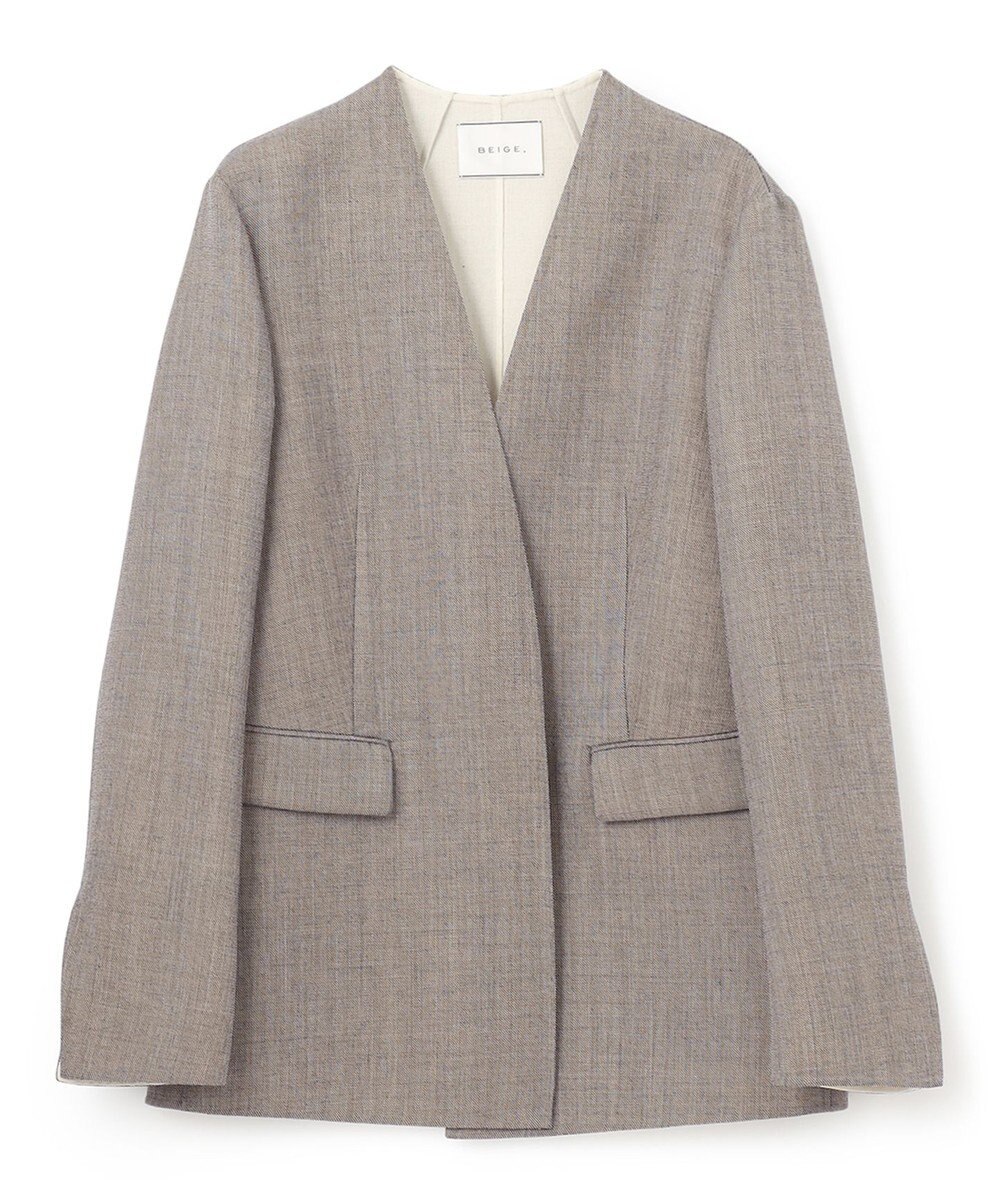 BEIGE， GRANET / ノーカラーリバージャケット 