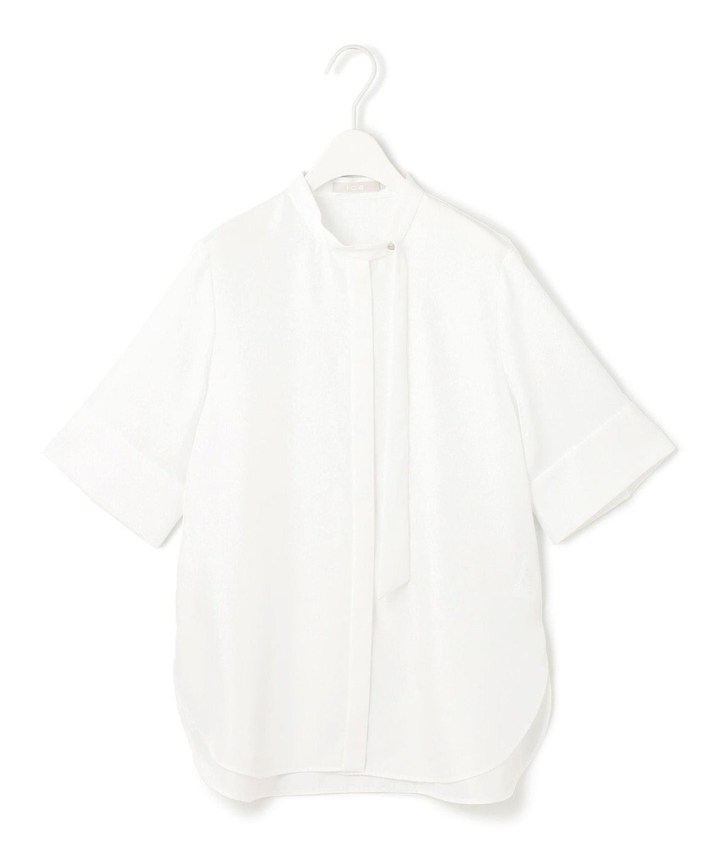 ICB 【接触冷感・速乾・洗える】シルキーツイル デザインブラウス 