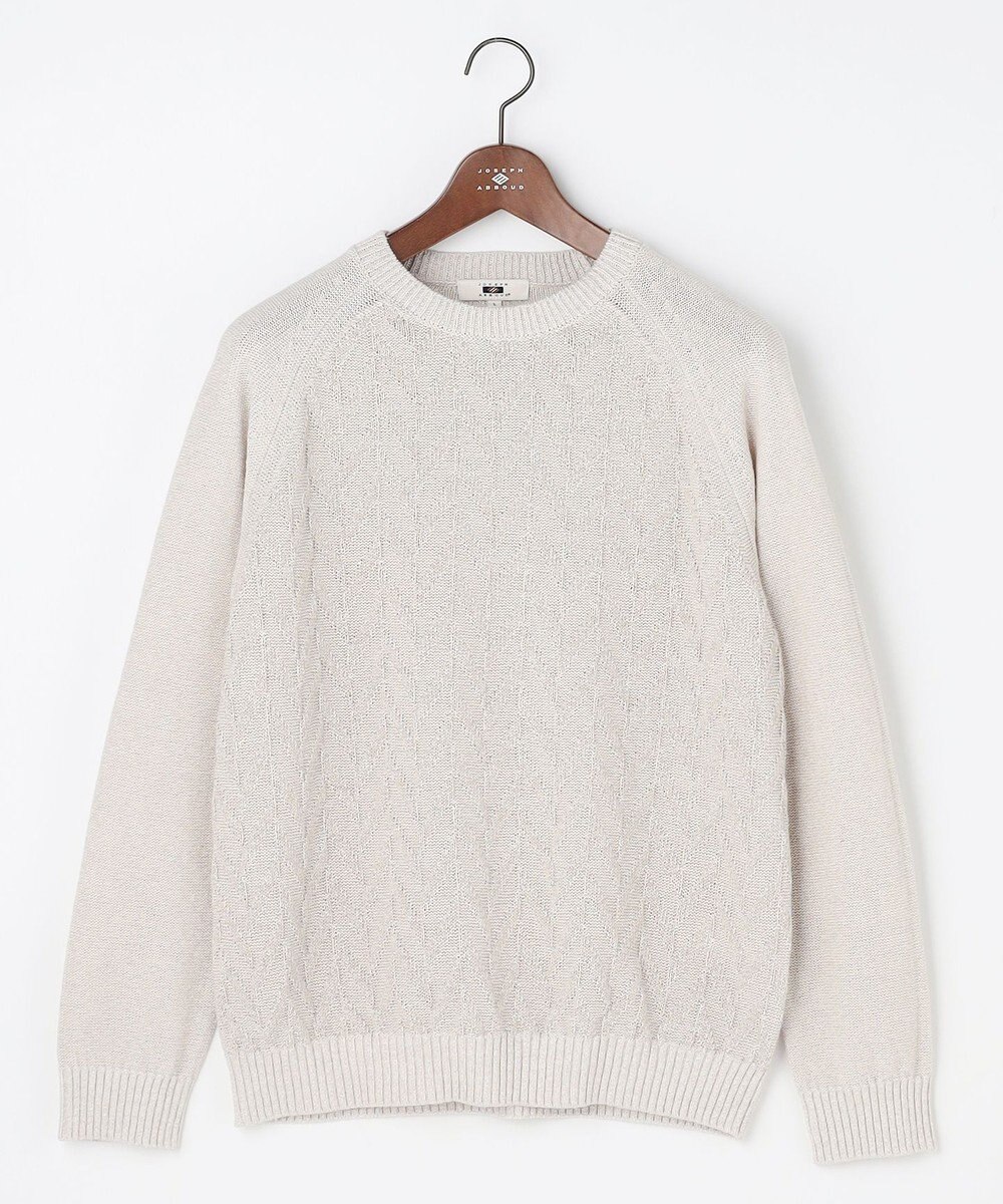 JOSEPH ABBOUD 【キングサイズ・エコ素材和紙使用・日本素材】和紙杢メッシュクルーネック ニット 