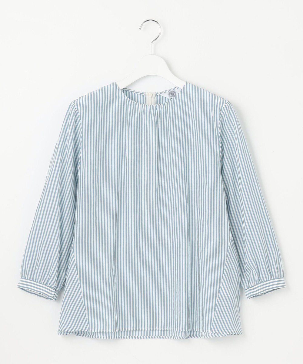 J.PRESS LADIES S 【洗える】コットンアセVis ストライプ クルーネック ブラウス 