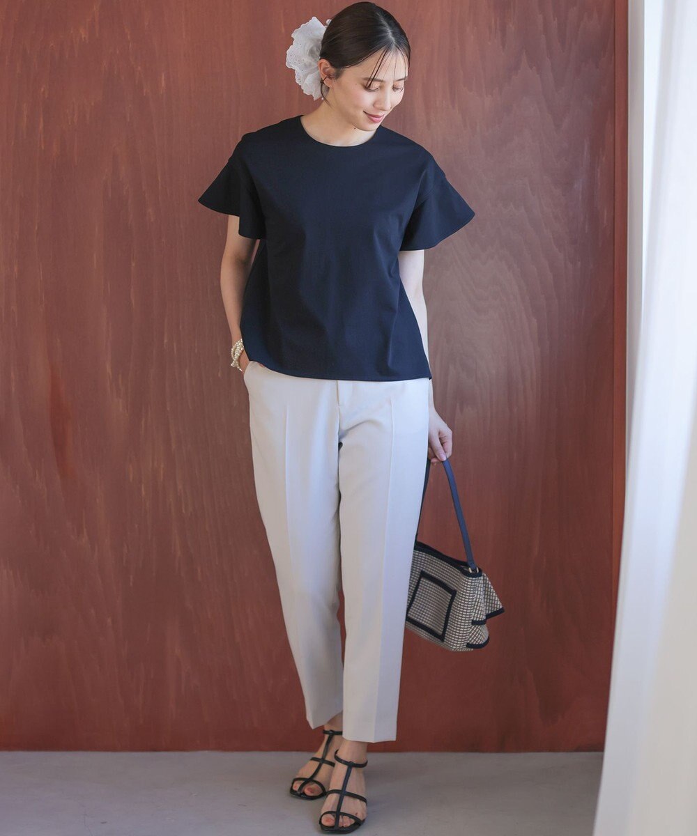 組曲 【WEB限定】プレーティング天竺フリルスリーブ Tシャツ 