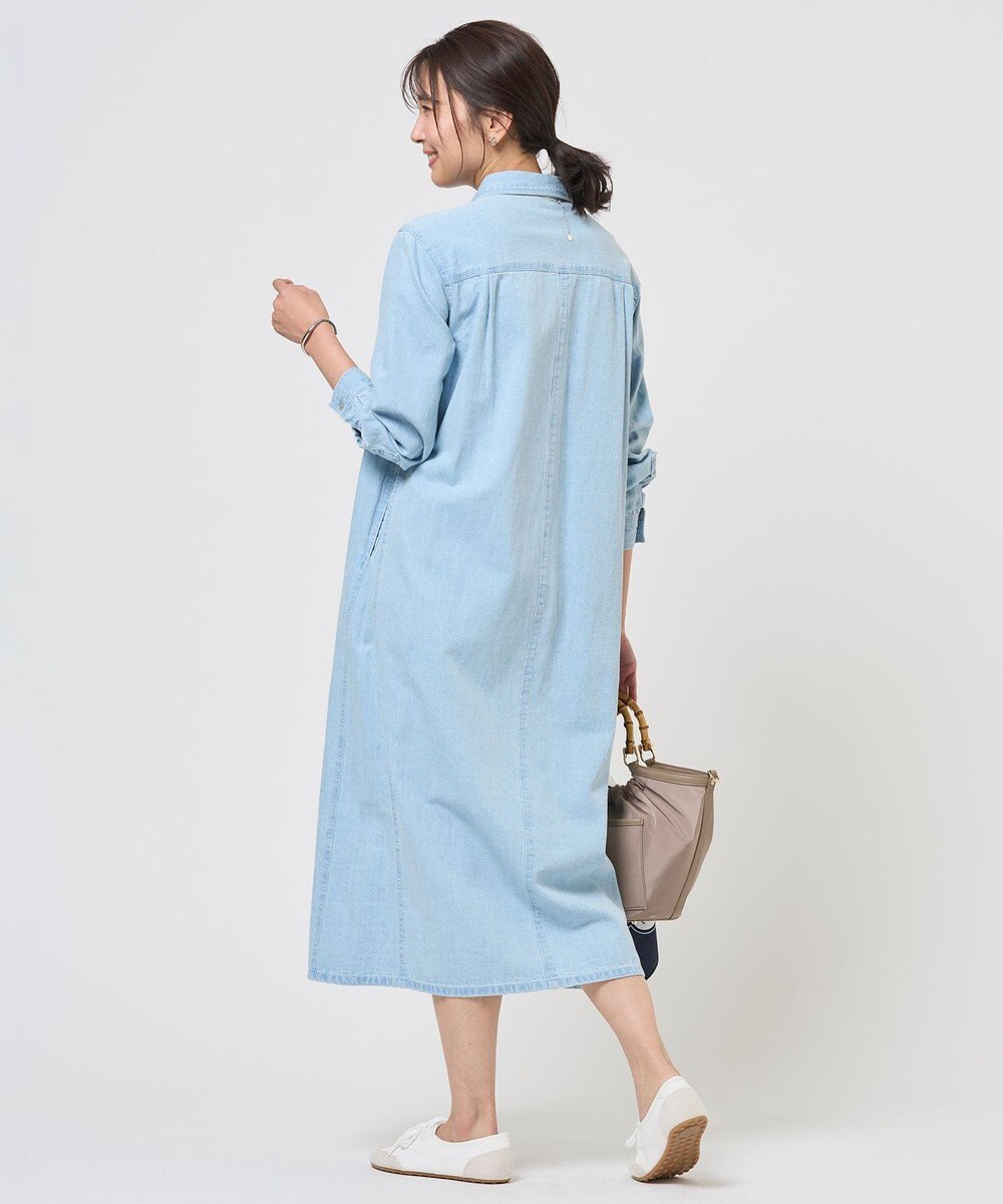 J.PRESS LADIES コットンリネン 7oz デニム シャツ ワンピース 