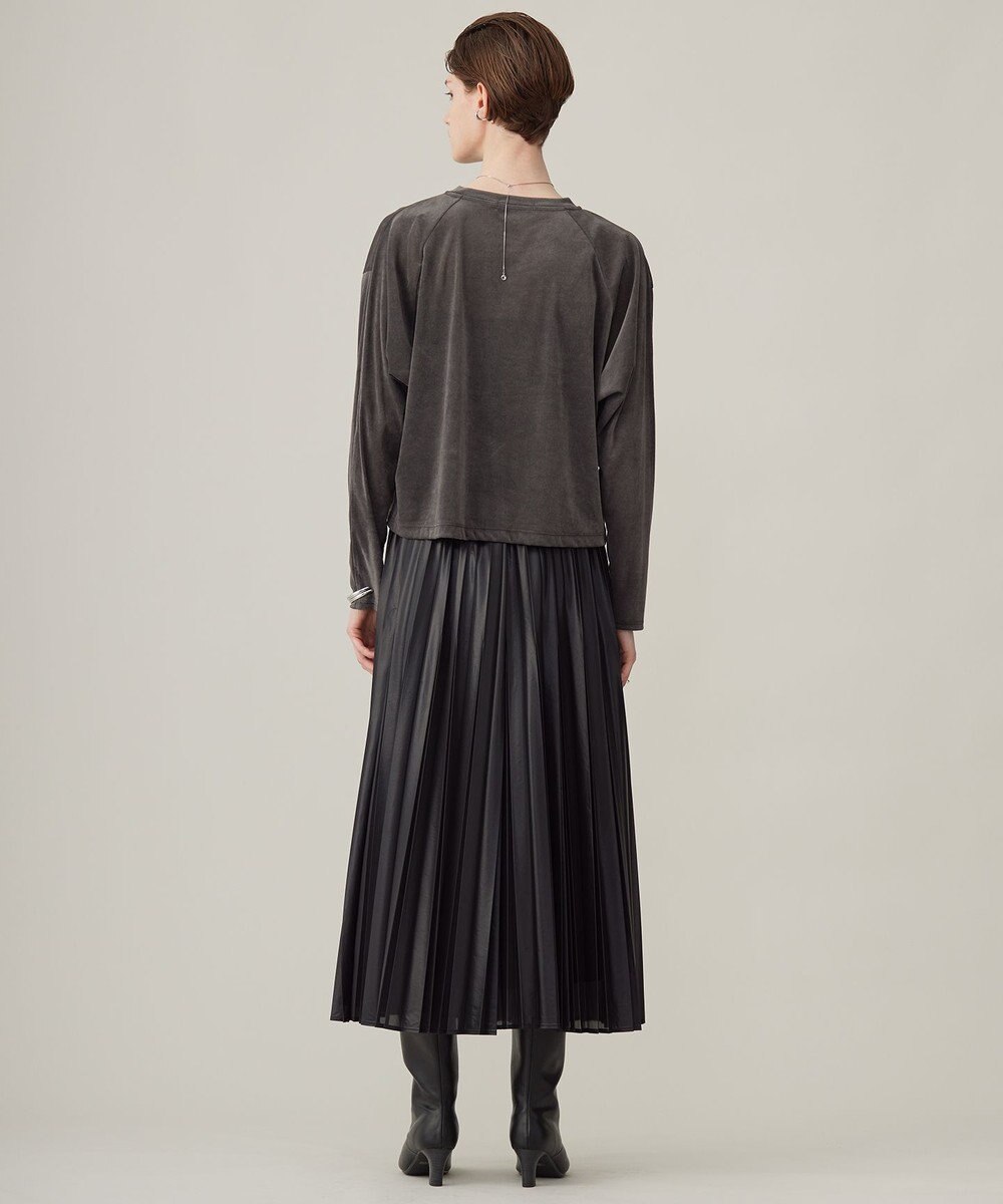 ICB 【洗える】 レザーライクシアープリーツ スカート 