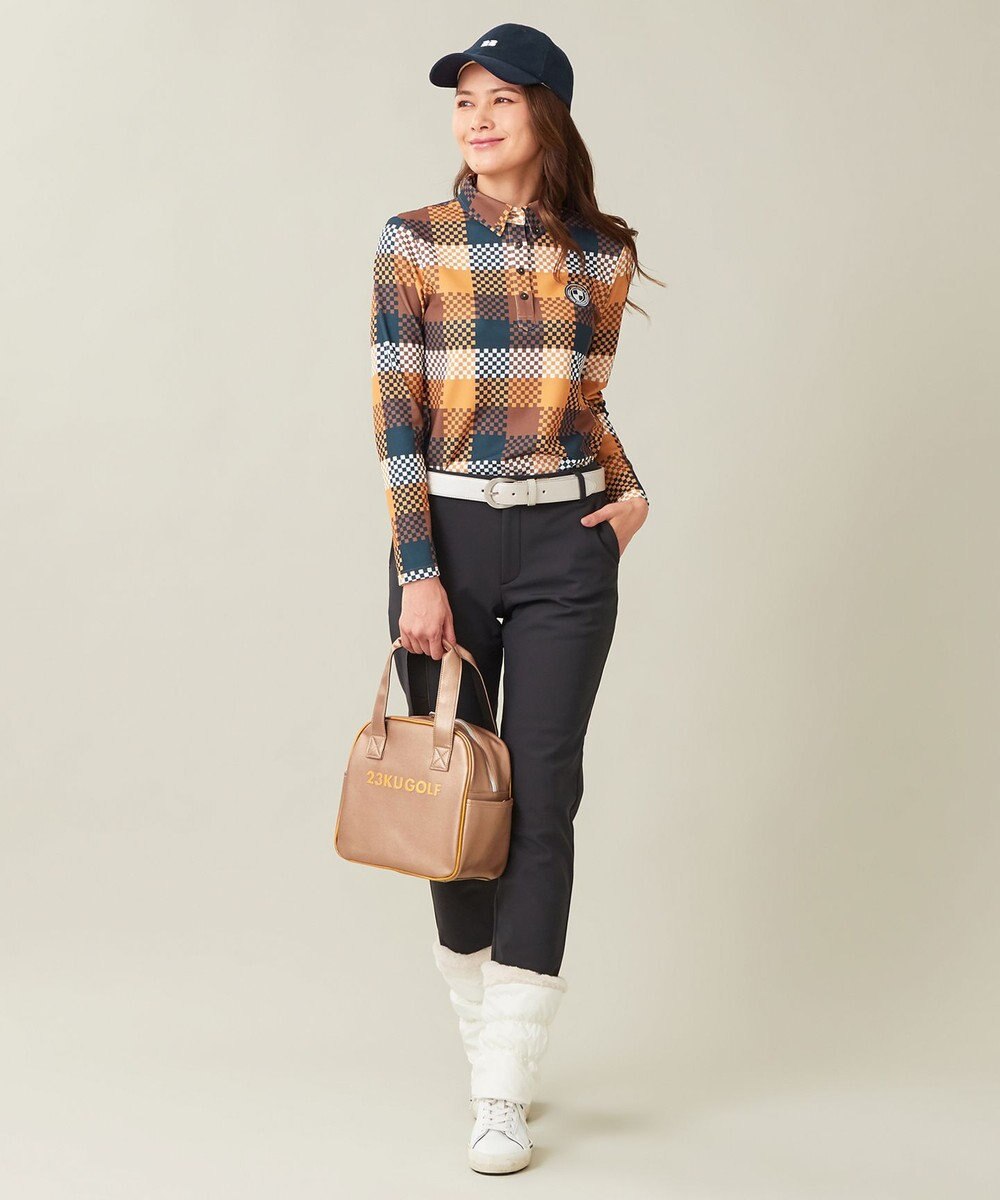 23区GOLF 【WOMEN】【吸水速乾・UVケア】 チェック柄プリント 長袖シャツ 