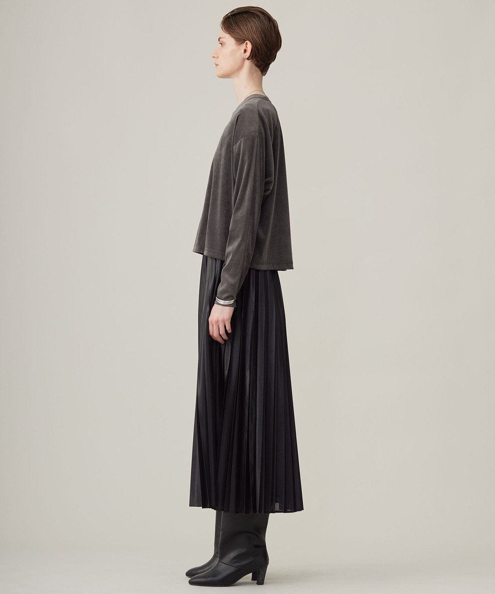 ICB 【洗える】 レザーライクシアープリーツ スカート 