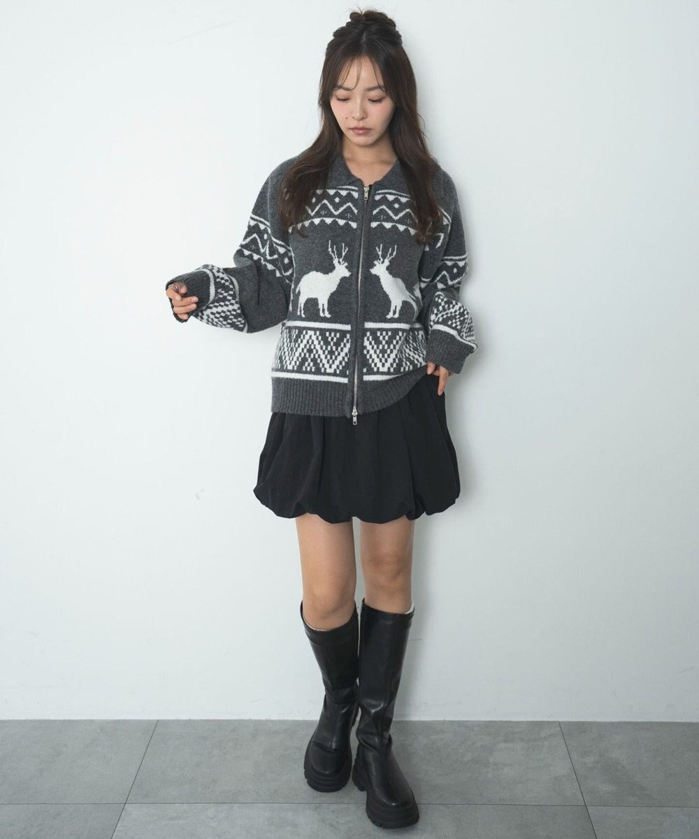 WEGO 雪柄ダブルジップニット 