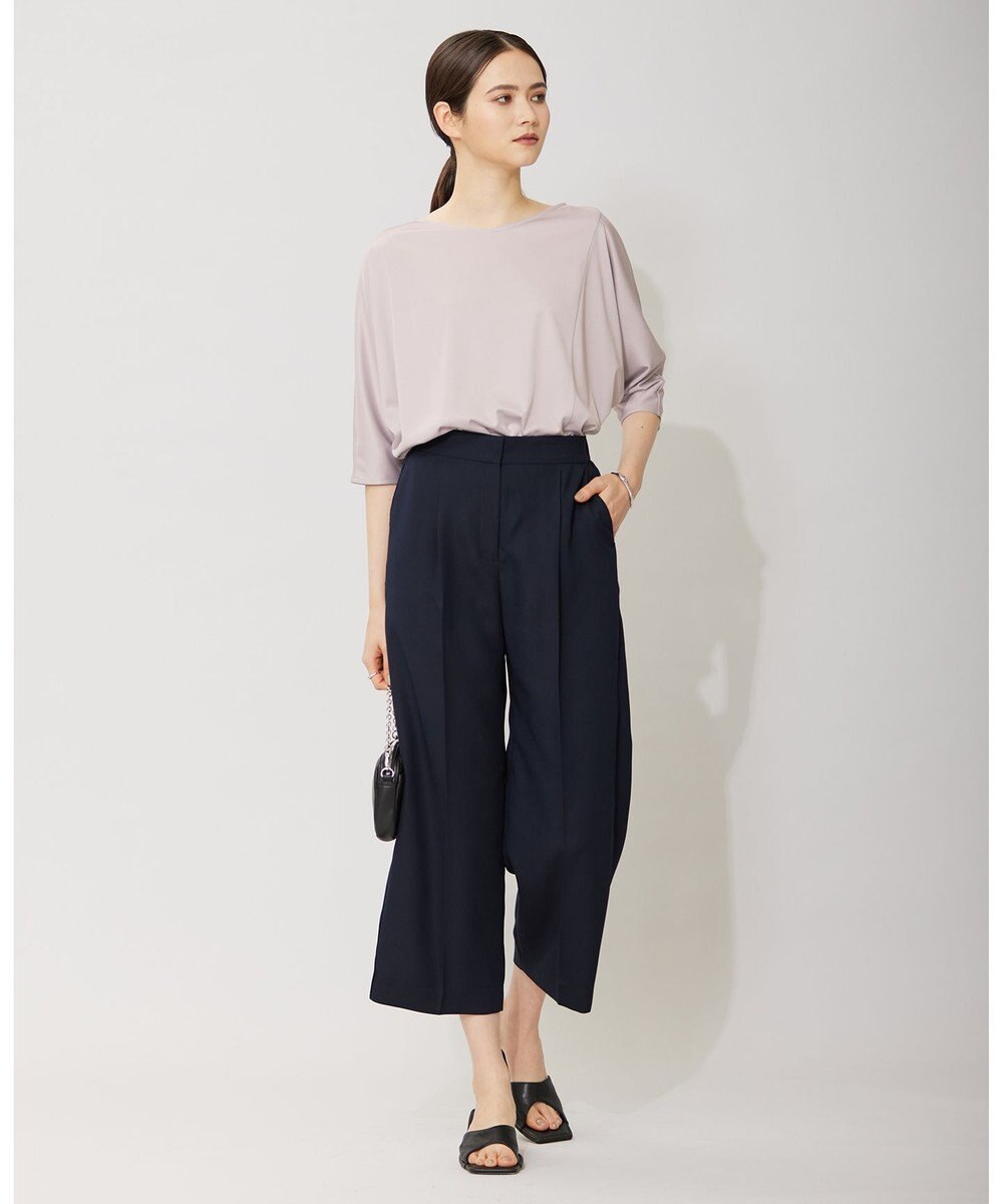 ICB 【洗える】トリアセサテンスムース 5分袖プルオーバー 