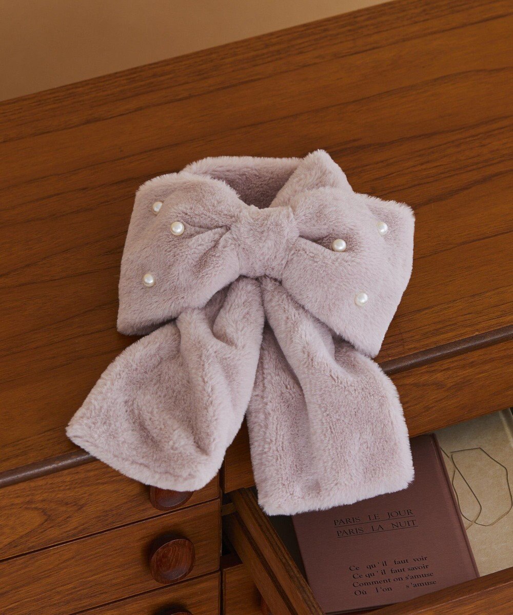 Maison de FLEUR パールリボン付きファーティペット 