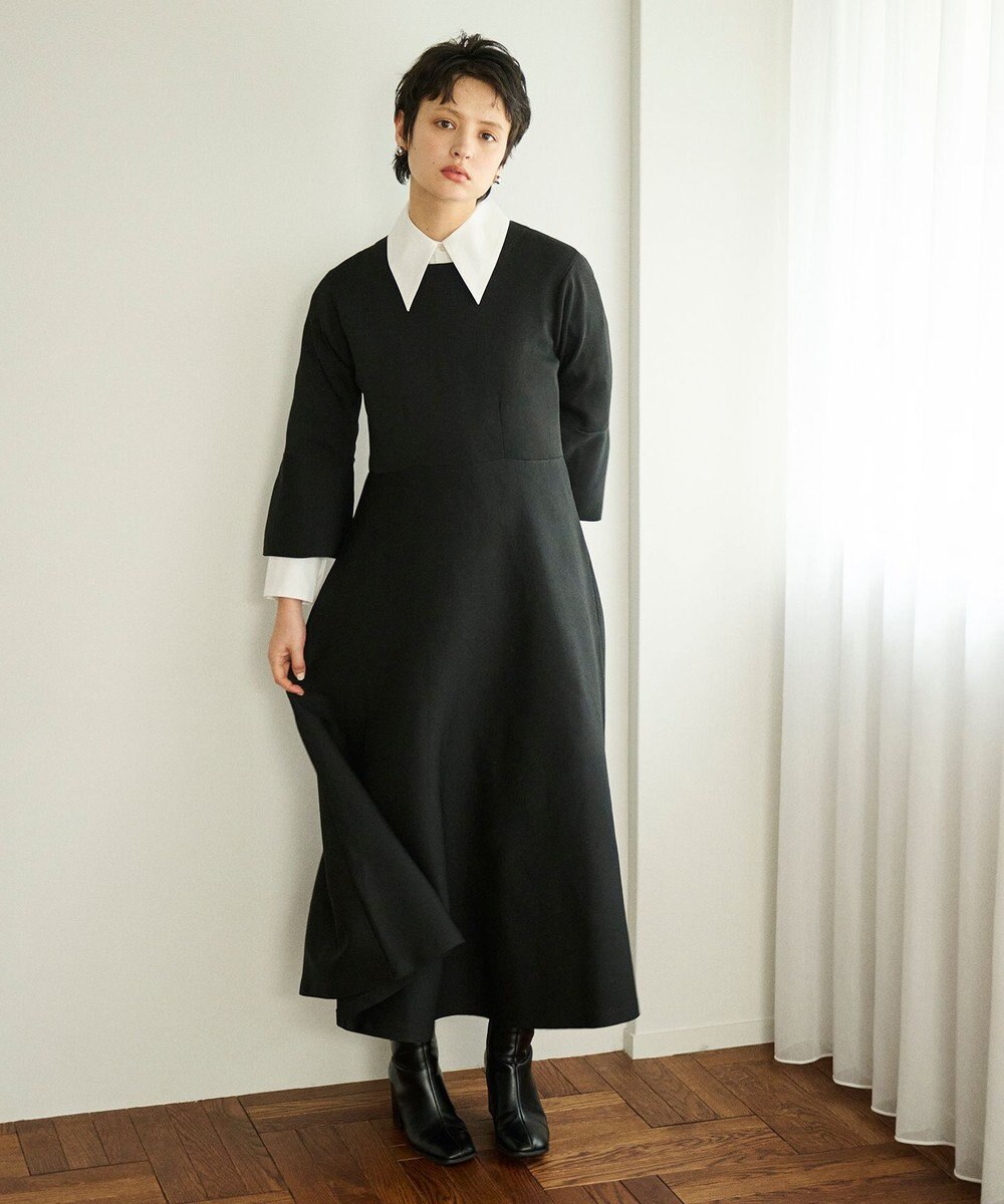 #Newans 【アイロンいらず】尖り襟ギャザースリーブブラウス 