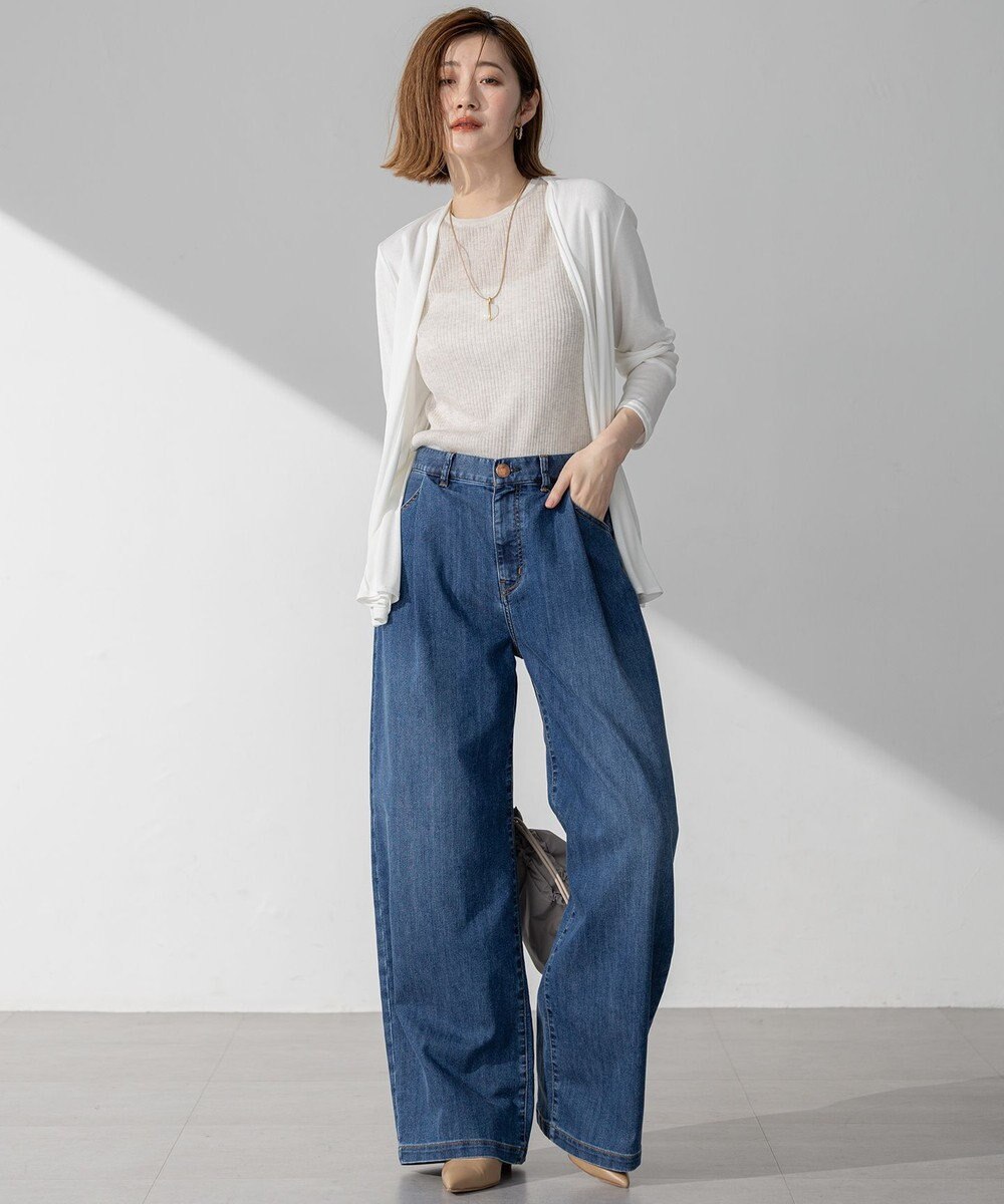 23区 L 【Oggi6月号掲載/接触冷感】23区DENIM サマー タック ワイド パンツ 