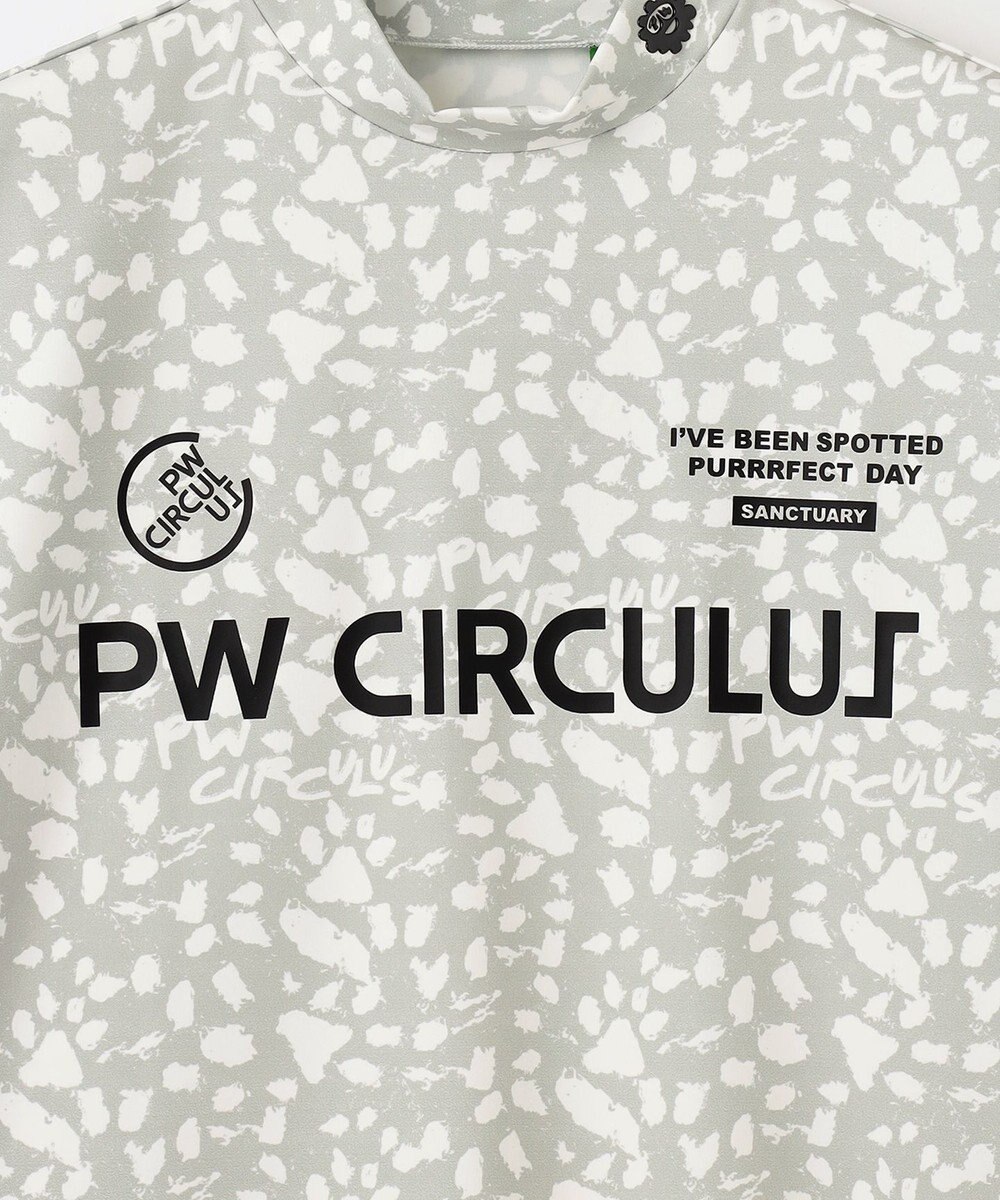 PW CIRCULUS 【MEN】【ストレッチ】アニマルプリント ロゴ モックネック シャツ 