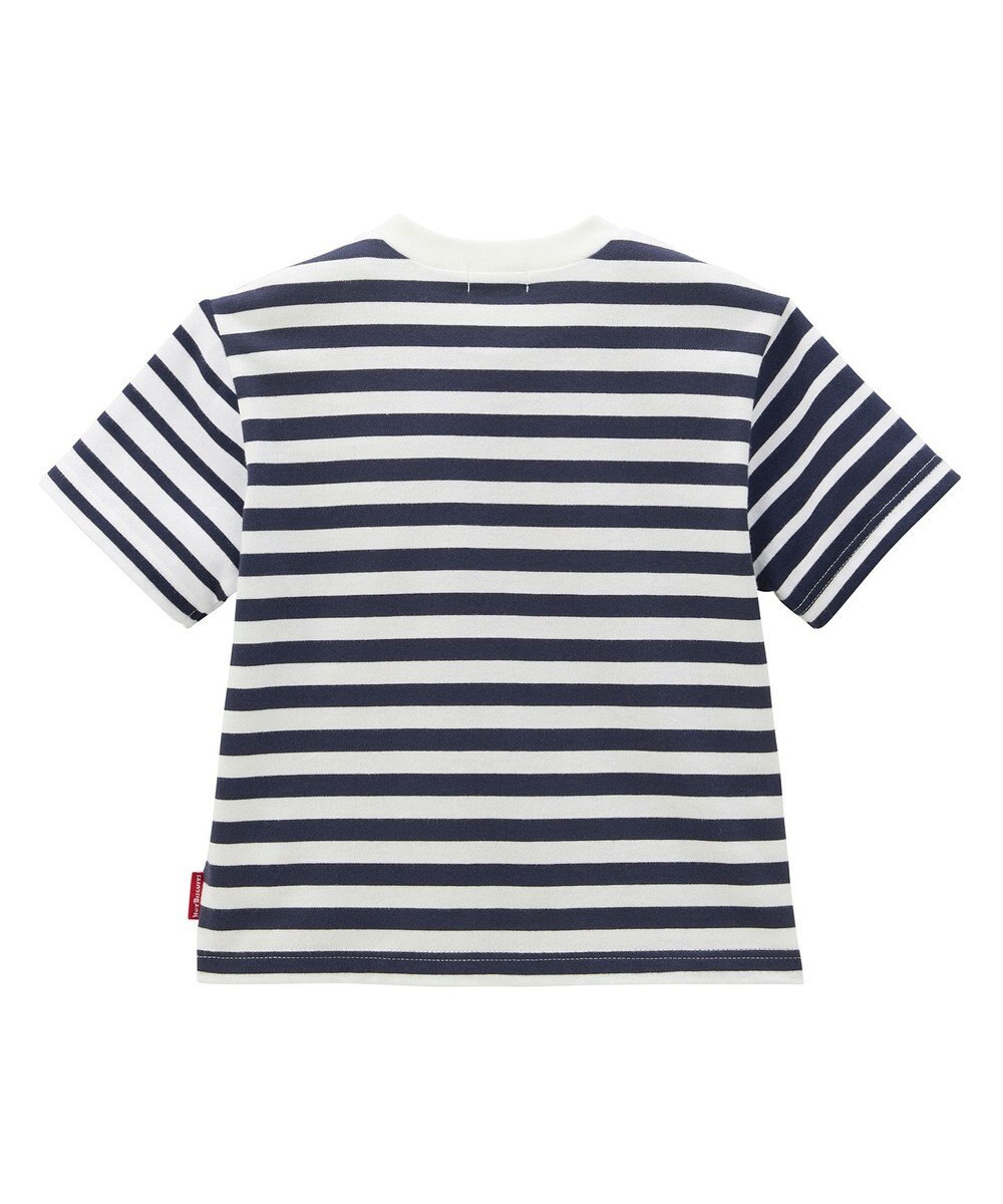 MIKI HOUSE HOT BISCUITS 【80-120cm】 ポケット付き 先染め ボーダー柄 半袖Tシャツ 