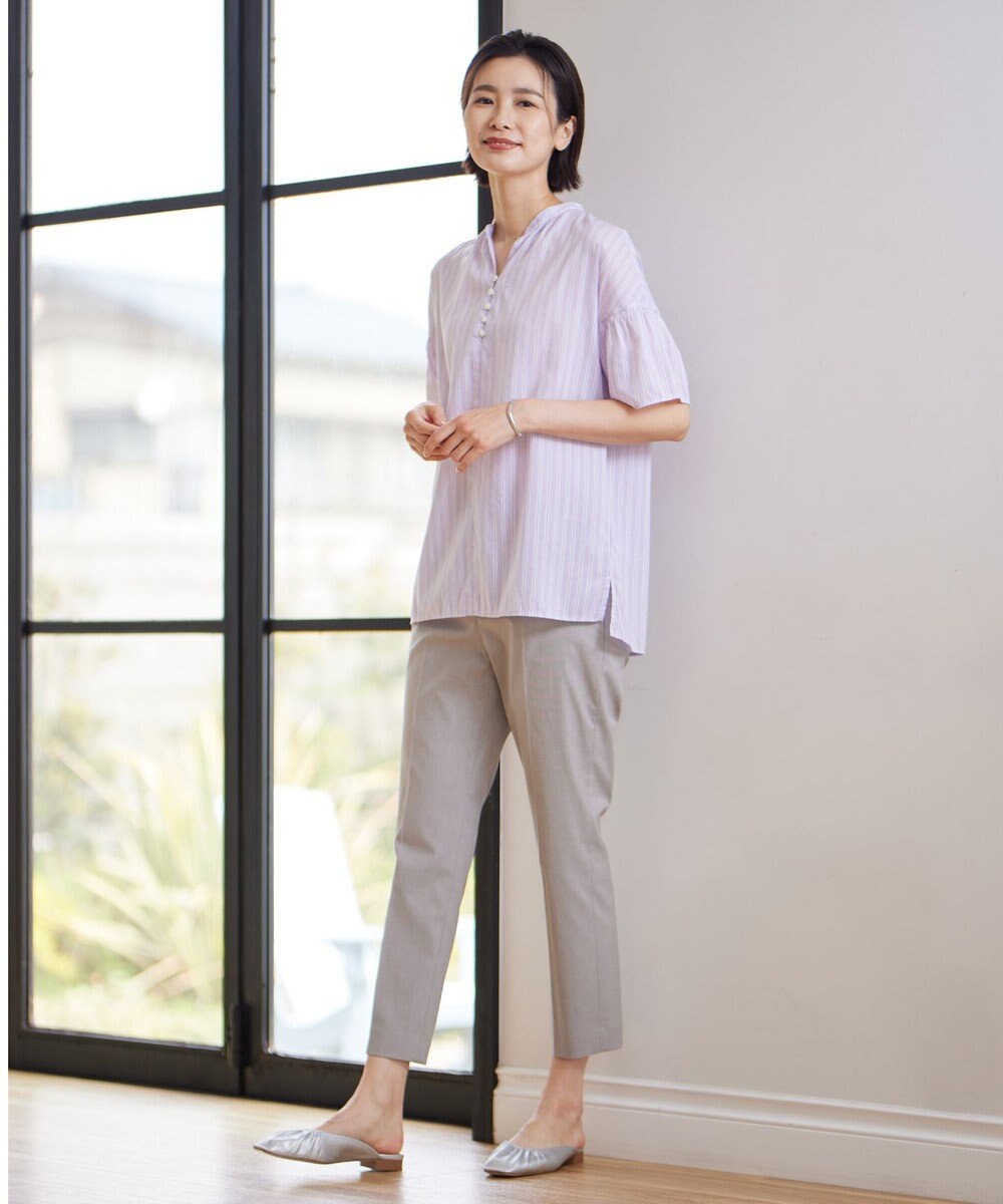 J.PRESS LADIES L 【WEB限定カラーあり・セットアップ対応・洗える・撥水・防汚】コットンFITTYシャーク テーパード パンツ 