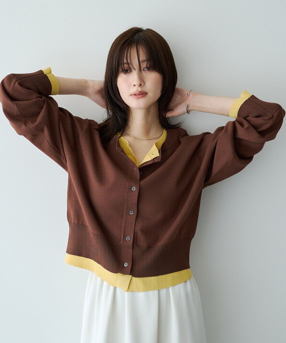 YECCA VECCA 2wayレイヤードクルーネックカーディガン 