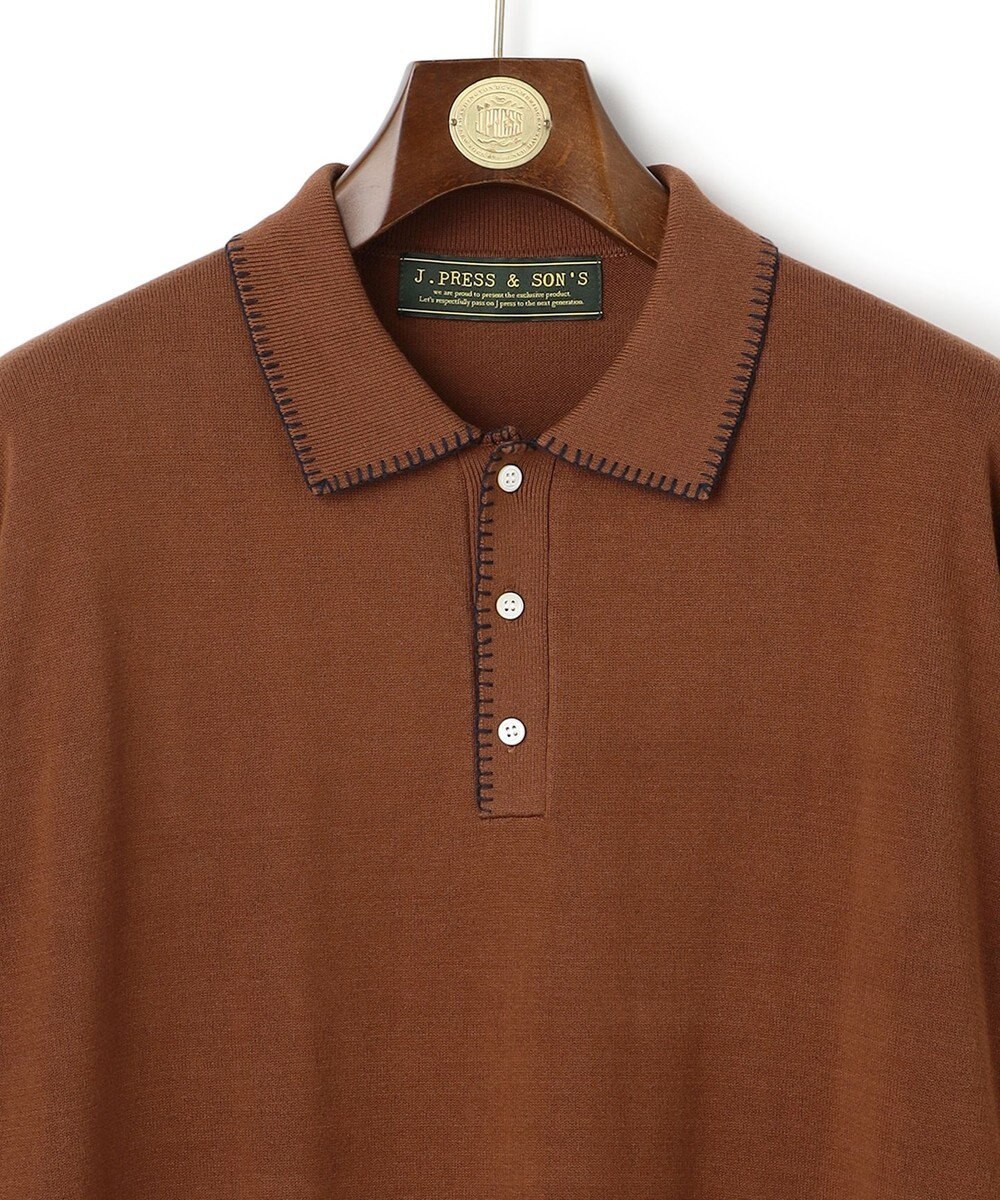 J.PRESS MEN 【WEB・一部店舗限定】Blancket Stitch Knit Polo 