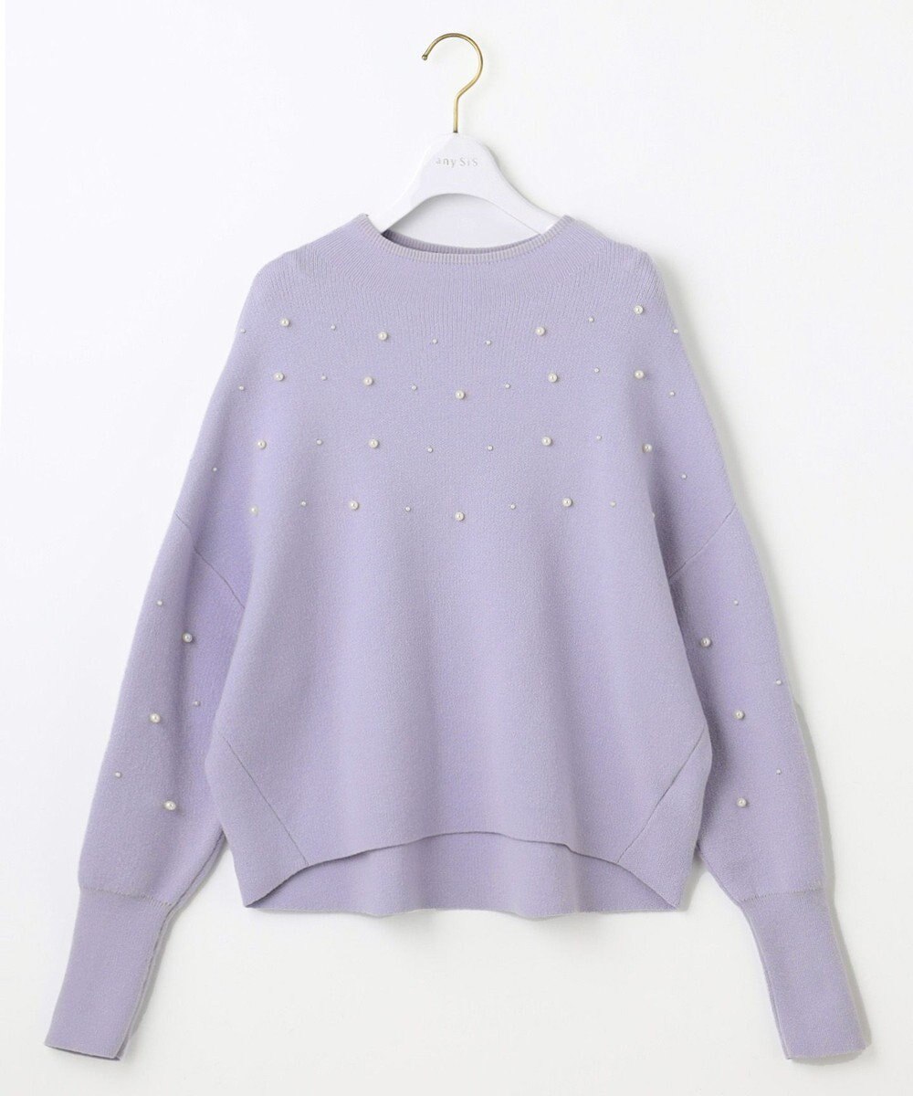 ANY SIS 【洗える】パール調ディテール ニット 