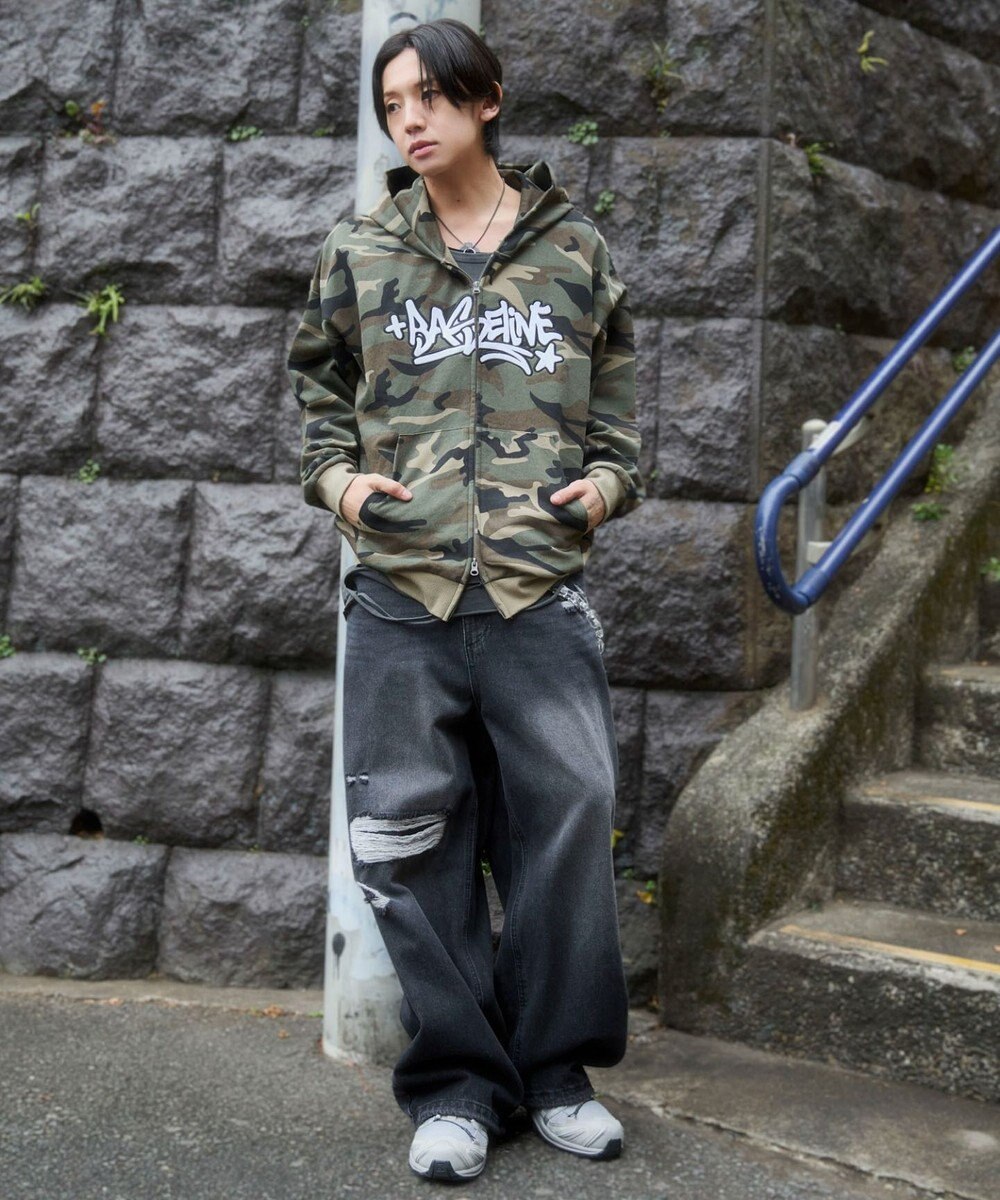 WEGO 【ユニセックス着用ITEM/SMLサイズ展開】グラフィックZIPパーカー 