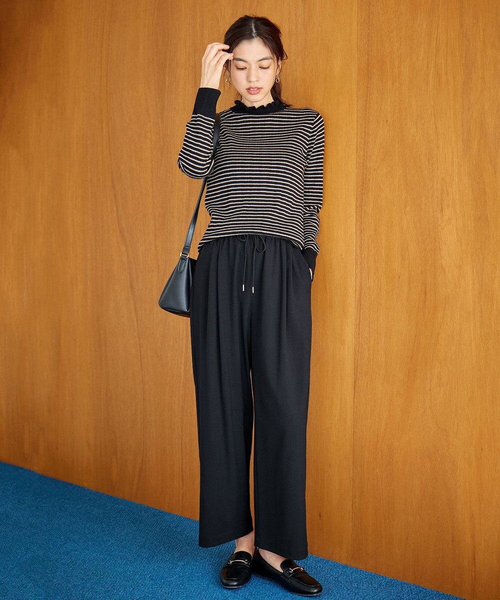 ANY 【洗濯機可能/ストレッチ/ウエストゴム】ウールライク2タックストレートパンツ 