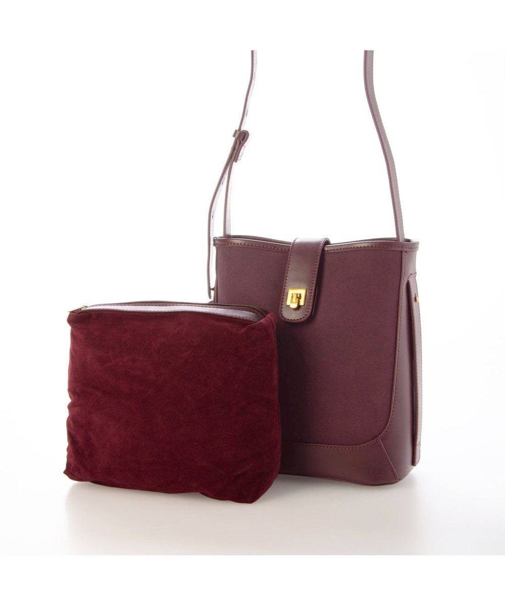 UNBILLION カシュカシュ cachecache / スエード調×スムースおこし金具ショルダーバッグ 