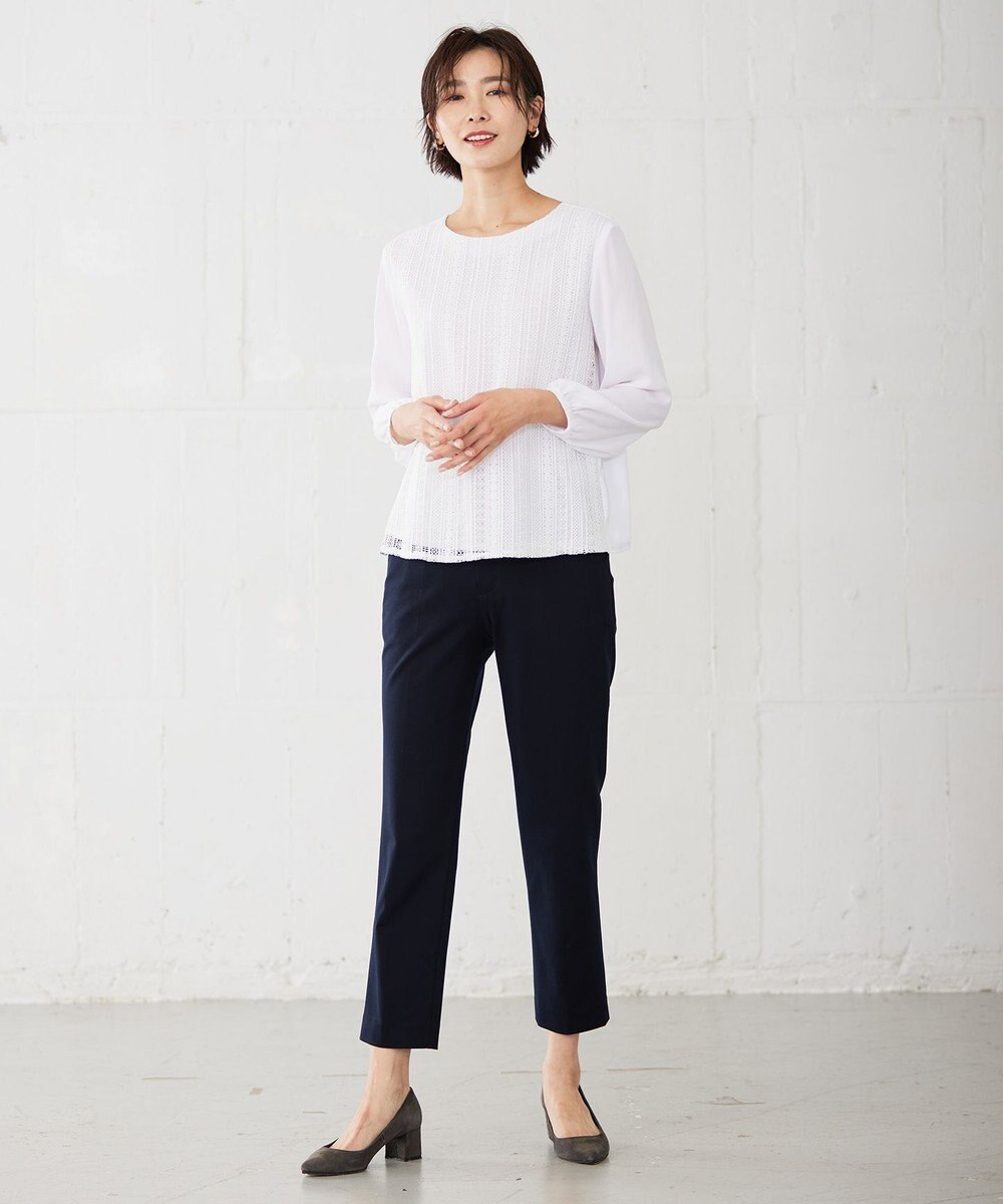 J.PRESS LADIES 【洗える・UVカット】 アルファクロスジャージー テーパード パンツ 