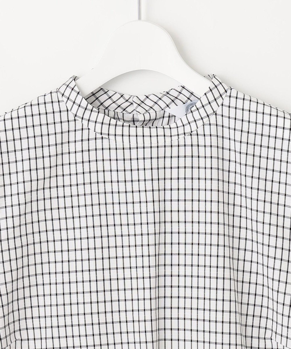 J.PRESS LADIES 【洗える】 セルロースチェック スタンドカラー ブラウス 