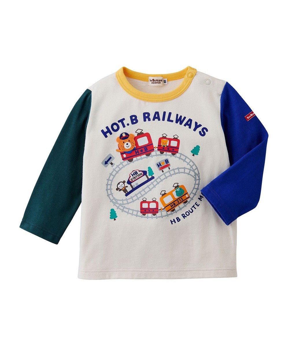 MIKI HOUSE HOT BISCUITS 【80-120cm】 電車柄 長袖Tシャツ マルチカラー