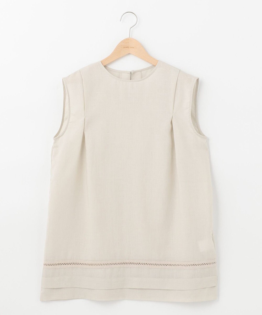 SHARE PARK LADIES 【洗える】ウォッシャブルリネン　ノースリブラウス 