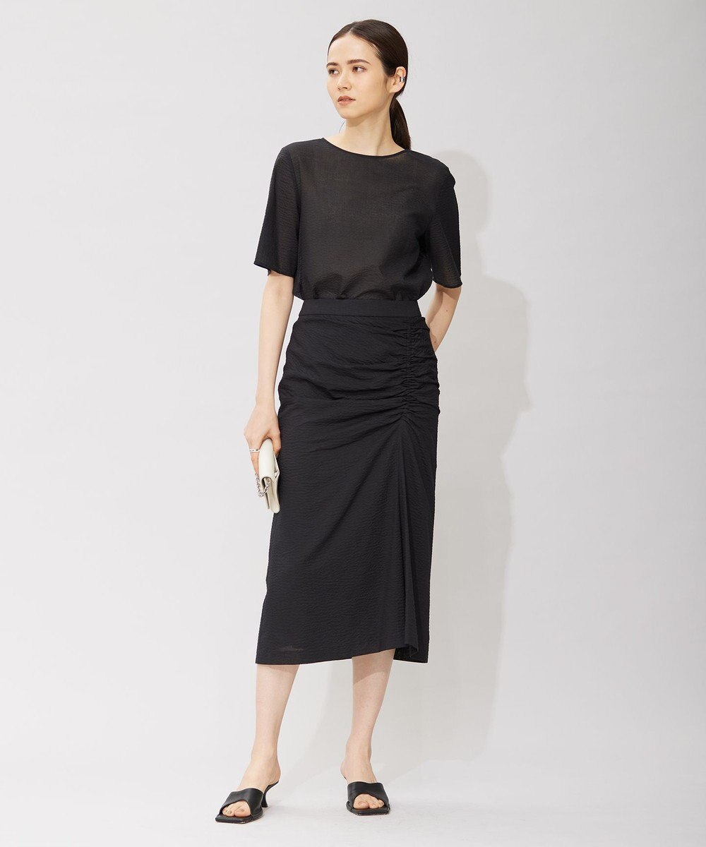 ICB L 【洗える】コットンリップル ナロースカート 