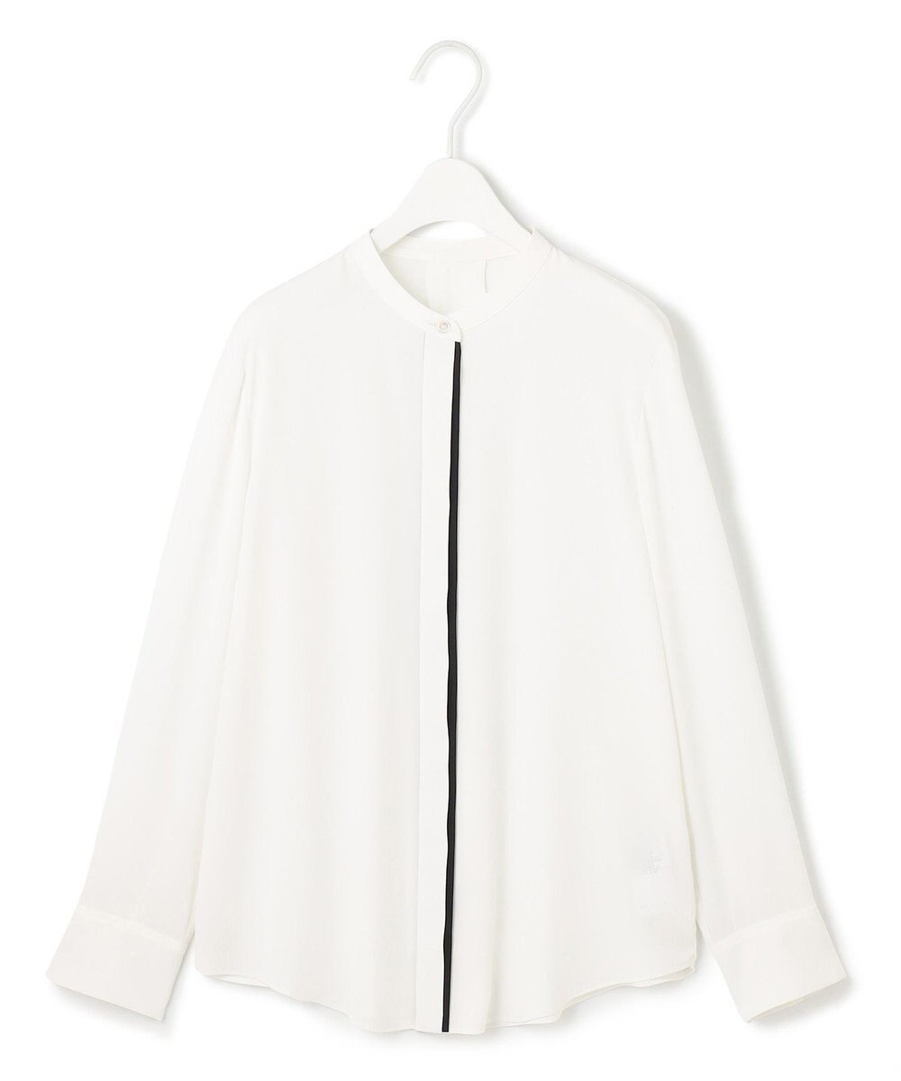 ICB L 【UVケア・速乾・洗える】BackSatinAmunzen バンドカラーブラウス 