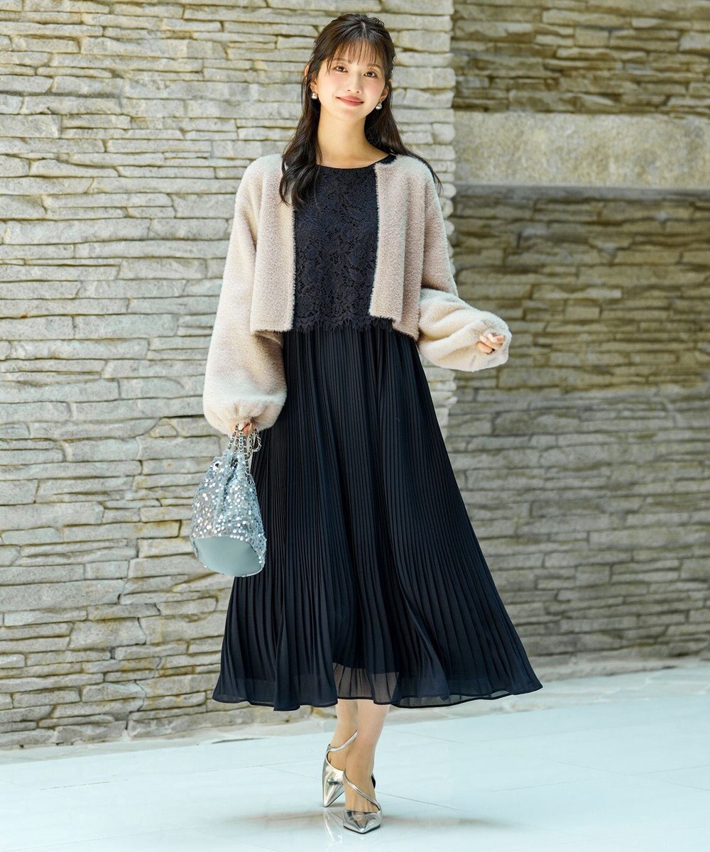 ANY SIS 【Lily Calin】レース×プリーツコンビ ドレス 